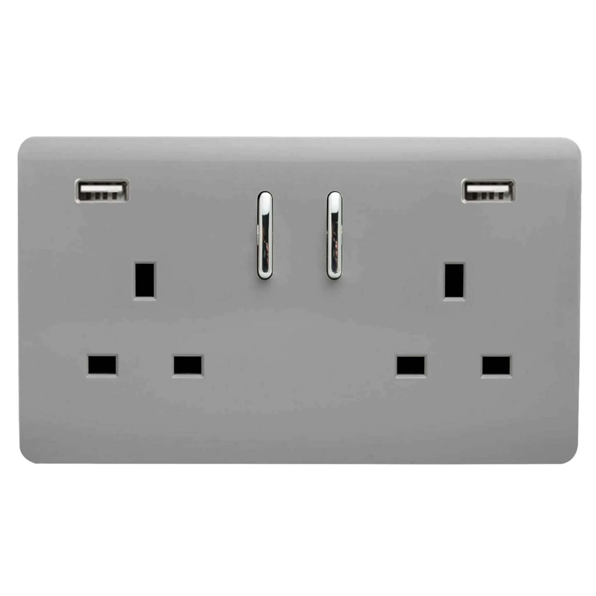 ART-SKT213USB21AALG  2 Gang 13Amp Short S/W Double Socket With 2x2.1Mah USB Light Grey